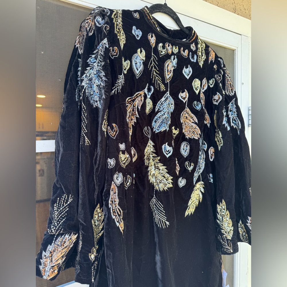 Monsoon Fenix embellished feather dress black - Picture 5 of 6